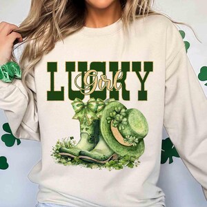 Patrick Lucky Girl PNG, St Patrick&#39;s Day Cowboy Boots Png, Irish Shamrock png, Western Irish Sublimation, Lucky Design