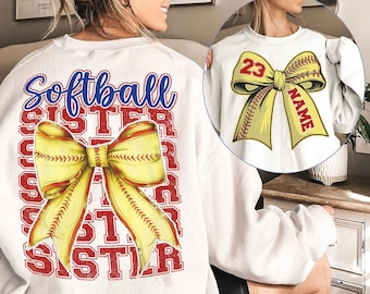 Customized Softball Coquette Bow PNG, Custom Softball Name And Number Png, Softball Player Gift, Mothers Day Png, Digital Download
