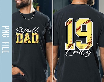 Customized Softball Dad PNG, Custom Softball Name And Number Png, Softball Player Gift, Sport Dad Png, Fathers Day Png, Digital Download