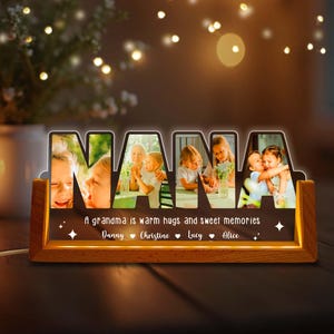 Custom NANA Photos Collage Night Light, Led Light Gift For Grandma, Gift From Grandkids, Mom Birthday Gift, Bedroom Decor, Christmas Gift