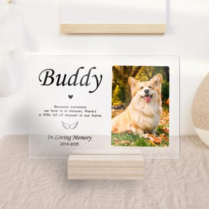 Personalized Pet Memorial Acrylic Plaque, Custom Pet Memorial Frame, Dog Portrait From Photo, Dog Sympathy Gift, Gift For Pet Owner