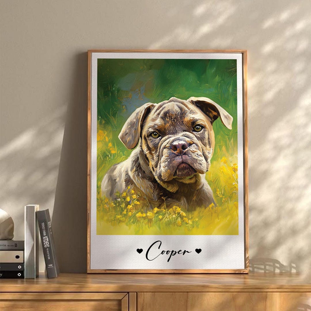 Personalized Pet Portrait Poster, Custom Dog Portrait Canvas From Photo ...