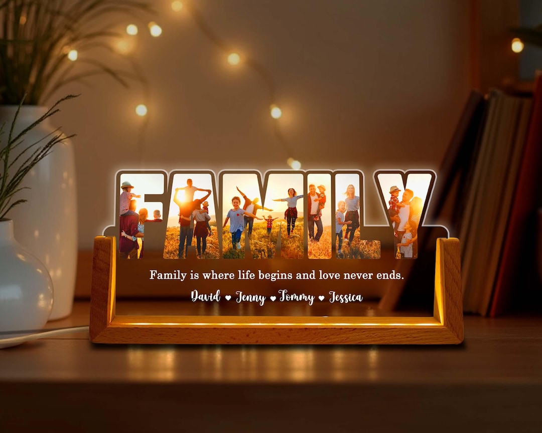 Personalized Family Photos Collage Night Light, Led Light Gift for Mom ...