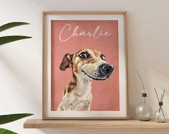 Retrato de mascota personalizado imprimible PNG, póster con foto de gato, retratos de perros personalizados, arte conmemorativo personalizado para mascotas, descarga digital