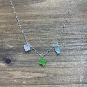 Multicolor Sea Glass Necklace on a Silver Plated Chain, Authentic Sea Glass Jewelry from Hawai’i, Handmade Charm Necklace, Sea Shell Jewelry