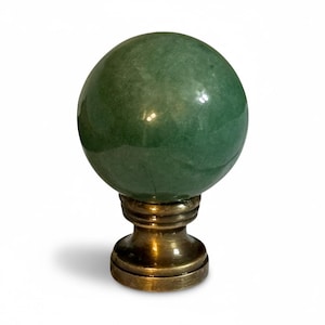 Remate de lámpara de mármol jade verde/jadita de 25 mm (1") con base de latón antiguo