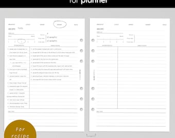 A5 Recipe Journal Inserts: Minimalist Printable Planner (PDF)