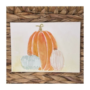 Originele handgeschilderde aquarel wenskaart | Herfstpompoenen | Verjaardag Vriendschap Sympathie Bedankt Pumpkin Patch Lege notitiekaart