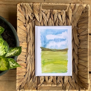 Biglietto di auguri originale dipinto a mano con acquerello / Paesaggio astratto / Biglietto di auguri vuoto per amicizia, compleanno, simpatia e ringraziamento
