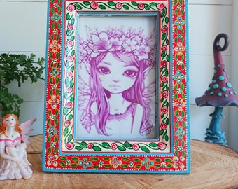 Hand Painted Floral Indian Photo Frame | Small