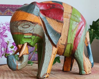 Handcrafted Rustic Wooden Elephant