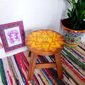 Handcrafted Wooden Sun Stool
