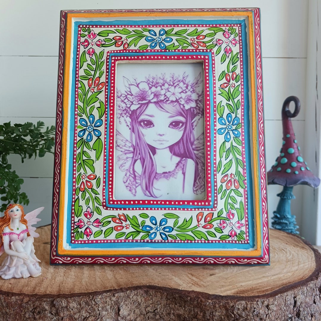 Hand Painted Floral Indian Photo Frame | Large - Etsy
