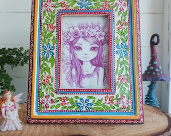 Hand Painted Floral Indian Photo Frame | Large