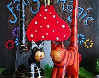 Long Tail Wooden Cat Ring Holders