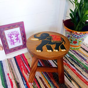 Handcrafted Wooden Elephant Stool