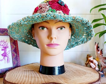 Hand-Knitted Hemp and Cotton Summer Hat | Blue