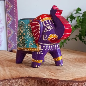 Hand Painted Indian Elephant Tealight Holder