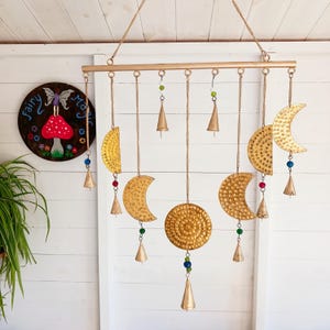 Moon Phases Windchime with Indian Bells