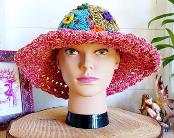 Hand-Knitted Hemp and Cotton Summer Hat | Pink