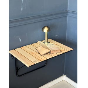 Opvouwbare wandtafel voor balkon of keuken | Ruimtebesparend grenenhouten neerklapbaar bureau | Compacte opklapbare tafelplank aan de muur