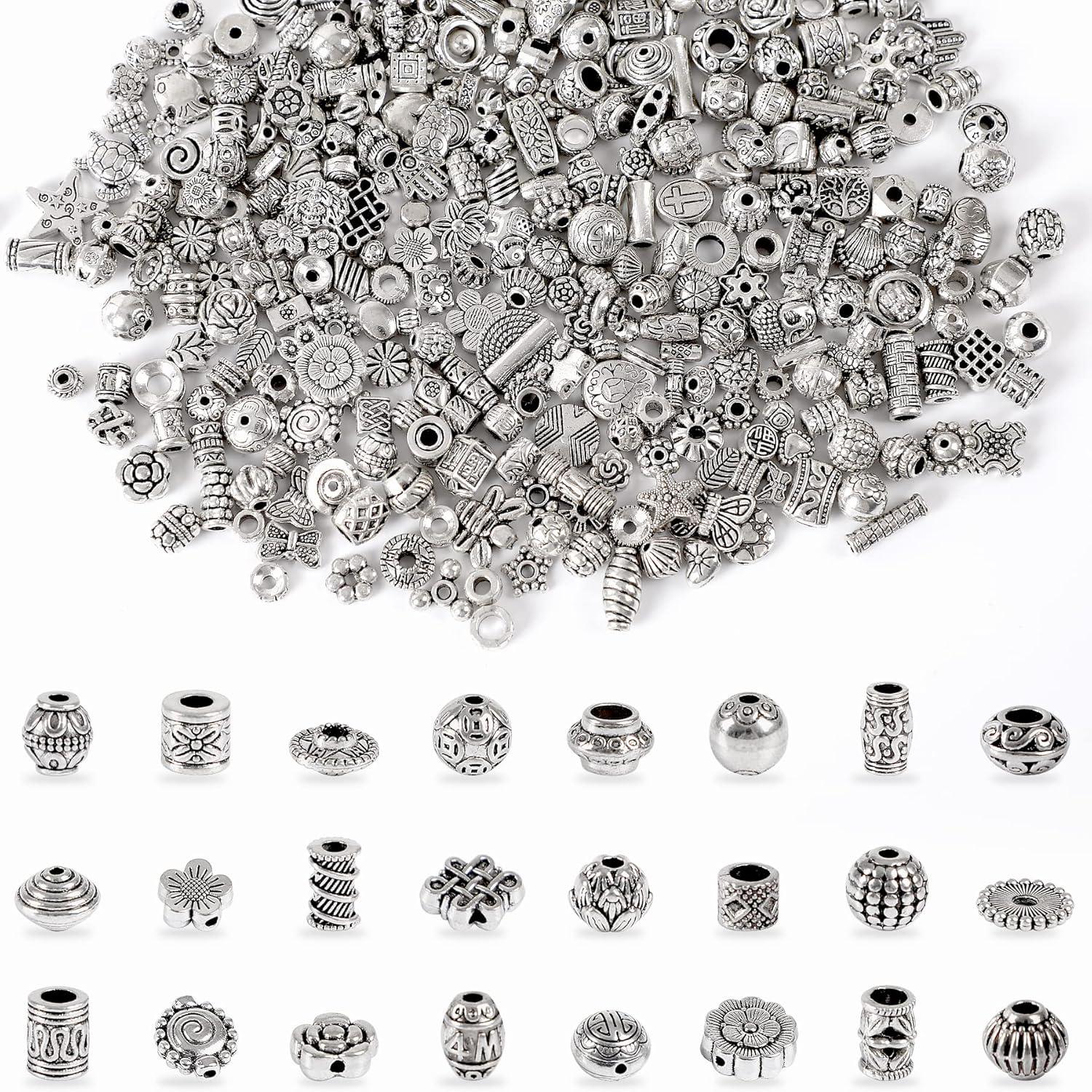 PandaHall Tibetische Silber-Legierung Perlen-Spacer – Schneeflocke Design, Antik Silber, 6x6x2 Mm, 1,5 Mm Bohrung