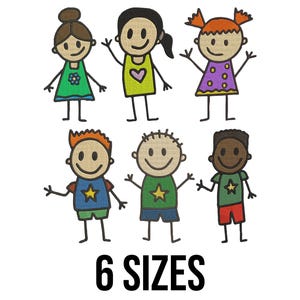 Stick Figures Embroidery Design - Stick Boy Embroidery Design - Stick Girl Embroidery Design- Child Machine Embroidery Design Files -6 Sizes