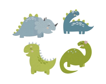 Conjunto de dinosaurios para bordar a máquina - Archivos de diseño digital de dinosaurio bebé - Bordado a máquina - Descarga digital - 5 tamaños