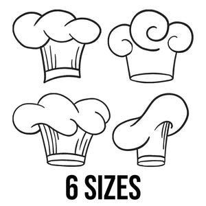 Chef Hat Bundle Embroidery Design - Kitchen Chef Hat Embroidery Design - Chef Hat Applique Bundle Machine Embroidery Design Files - 6 Sizes