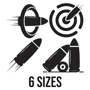 Bullets Embroidery Design - Bullet Embroidery Design - Shooting Bullet Embroidery Design - Target Machine Embroidery Design Files - 6 Sizes