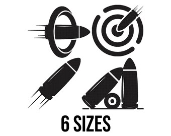 Diseño de bordado de balas - Diseño de bordado de balas - Diseño de bordado de balas de tiro - Archivos de diseño de bordado a máquina de objetivo - 6 tamaños
