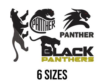 Diseño de bordado de pantera - Diseño de bordado de pantera negra - Diseño de bordado de panteras - Archivos de diseño de bordado a máquina de gatos salvajes - 6 tamaños