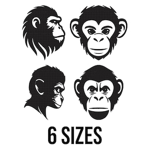 Monkey Head Embroidery Design - Monkey Face Embroidery Design- Gorilla Head Embroidery Design - Ape Machine Embroidery Design Files -6 Sizes
