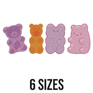 Gummy Bears Embroidery Design - Colorful Sweet Bears Made of Jelly Jam Embroidery Design - Bears Machine Embroidery Design Files - 6 Sizes