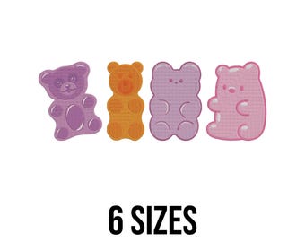 Gummy Bears Embroidery Design - Colorful Sweet Bears Made of Jelly Jam Embroidery Design - Bears Machine Embroidery Design Files - 6 Sizes