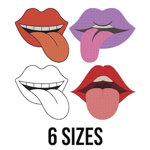 Mouth with Tongue Embroidery Design - Tongue and Lips Embroidery- Open Mouth Lips Teeth with Tongue Machine Embroidery Design Files -6 Sizes