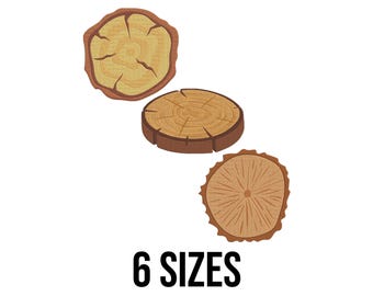 Diseño de bordado de troncos de madera rústica - Diseño de bordado de troncos de madera - Archivos de diseño de bordado a máquina de troncos de madera - 6 tamaños
