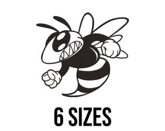 Hornet Embroidery Design - Hornet Mascot Embroidery Design - Wasp Hornet Embroidery Design- Insects Machine Embroidery Design Files -6 Sizes
