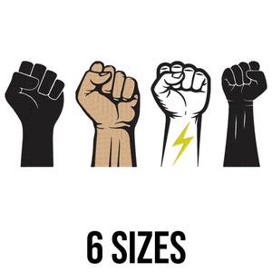 Set of Fist Hand Embroidery Design - Raised Fist Hand Embroidery Design - Punching Hand Embroidery- Machine Embroidery Design Files -6 Sizes