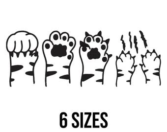 Diseño de bordado con sellos de pata - Diseño de bordado con arañazo de gato - Archivos de diseño de bordado a máquina de manoplas asesinas con punta de navaja - 6 tamaños