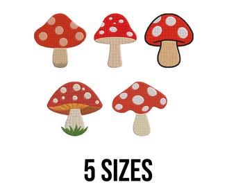 Mushroom Bundle Embroidery Design - Mushrooms Embroidery Design - Toadstools Embroidery Design - Machine Embroidery Design Files - 5 Sizes