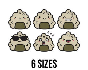 Onigiri Embroidery Design - Cute Rice Balls Embroidery Design - Japanese Embroidery Design - Sushi Machine Embroidery Design Files - 6 Sizes