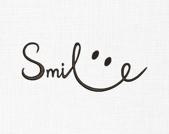 Smile-borduurontwerp Positief borduurontwerp Blijf positief Borduurontwerp Smile-machineborduurbestanden Download 5 maten
