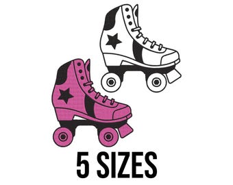 Archivos de diseño de bordado de patines - Diseño de bordado de apliques de patines - Archivos de diseño de bordado a máquina de patines de niña - 5 tamaños