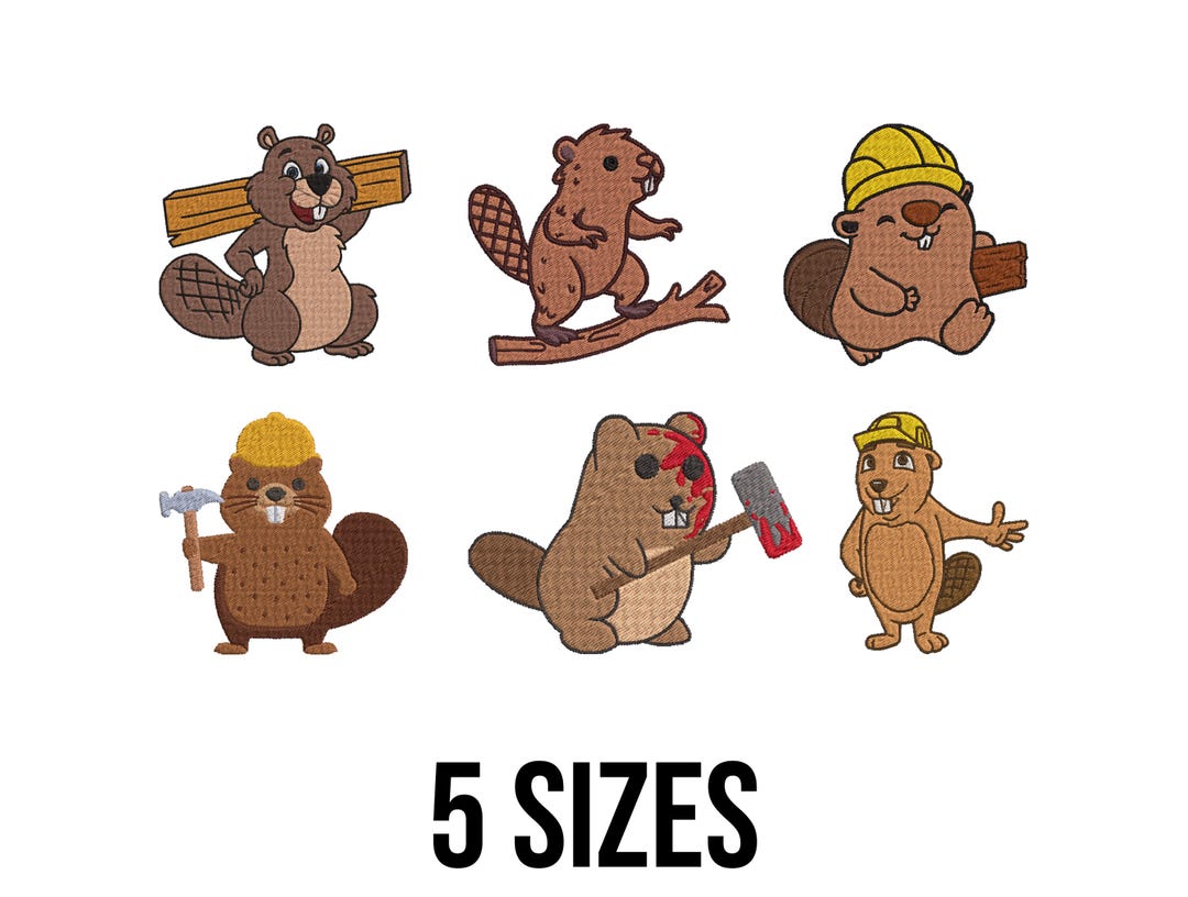 Small Beaver Design Cute Smiley Beaver Bundle Embroidery Design - Beavers Embroidery Design ...