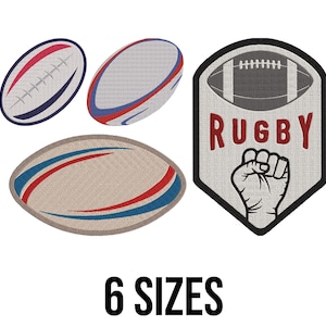 Rugby Ball Bundle Embroidery Design - Rugby Balls Embroidery Design- Sports Ball Embroidery Design- Machine Embroidery Design Files -6 Sizes