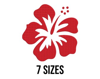 Diseño de bordado de hibisco - Archivos de bordado de flores de hibisco - Mini bordado de hibisco - Archivos de diseño de bordado a máquina de flores - 7 tamaños