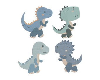 Lindo juego de dinosaurios para bordar a máquina - Archivos de diseño digital de dinosaurio bebé - Bordado a máquina - Descarga instantánea - 6 tamaños