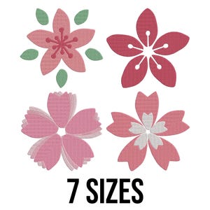 Sakura Cherry Blossom Flowers Bundle Embroidery Design - Sakura Flowers Bundle Embroidery Design - Machine Embroidery Design Files - 7 Sizes