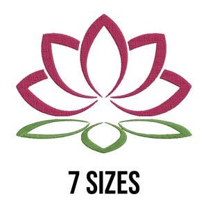 Lotus Flower with Leaves Embroidery Design - Lotus Flower Embroidery Design - Lotus Flower Applique Machine Embroidery Design Files -7 Sizes